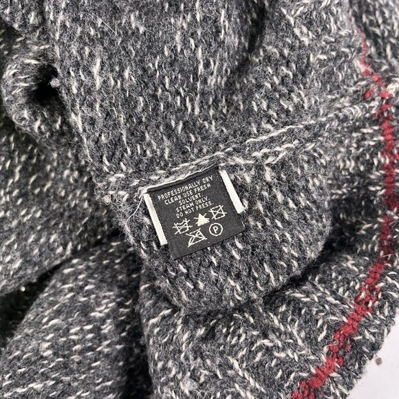 Eddie Bauer Large Wool Blend Marled Crewneck Knit Sweater Red Trim Grandpa Cabin - Picture 7 of 8